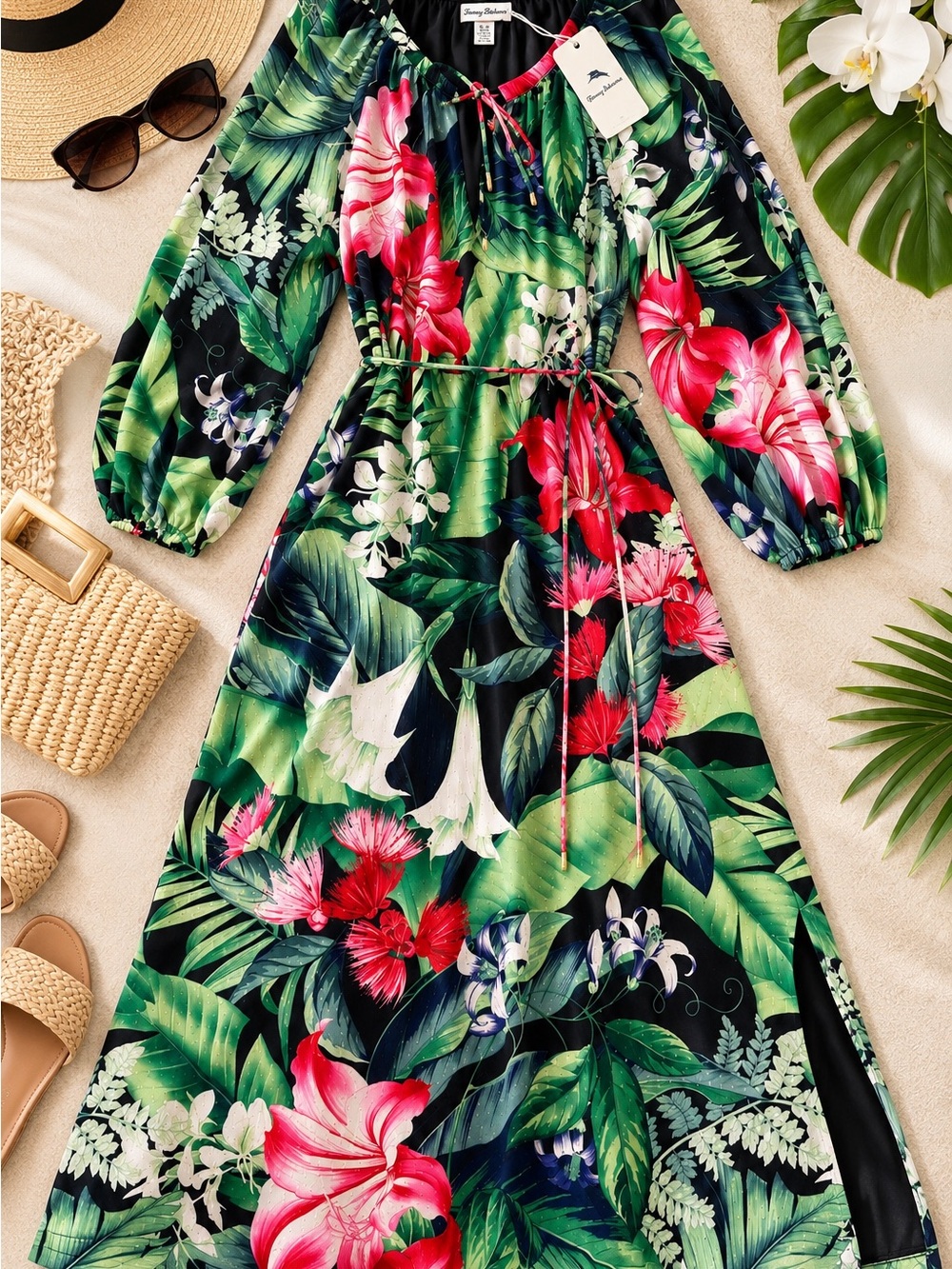 NWT Tommy Bahama Tropical Floral Maxi Dress M Resort $225